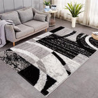 Wine Red Gray Geometric Round Carpet