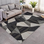 Wine Red Gray Geometric Round Carpet