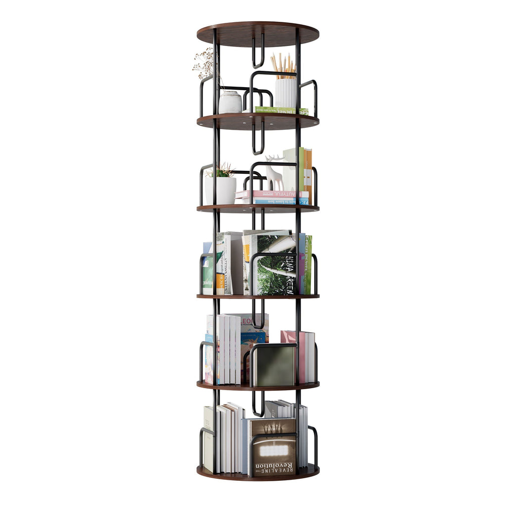 5-Tier 360° Rotating Bookcase & Storage Tower
