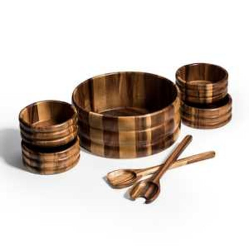 7-Piece Wooden Salad Bowl & Serving Set
