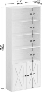 6-Tier Industrial Bookcase with Storage Doors
