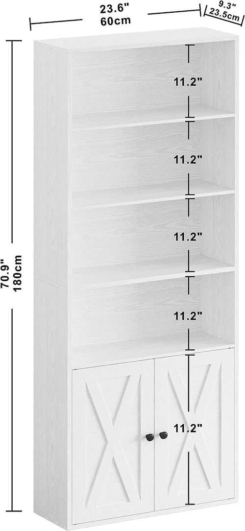 6-Tier Industrial Bookcase with Storage Doors