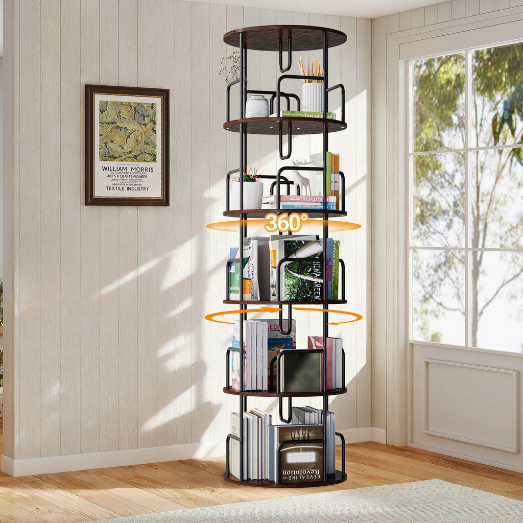 5-Tier 360° Rotating Bookcase & Storage Tower