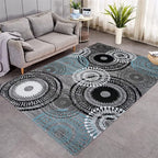 Wine Red Gray Geometric Round Carpet