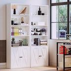 6-Tier Industrial Bookcase with Storage Doors
