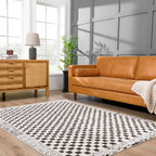 Leryn Black & Ivory Checkered Area Rug