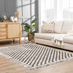 Leryn Black & Ivory Checkered Area Rug