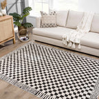Leryn Black & Ivory Checkered Area Rug