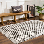 Leryn Black & Ivory Checkered Area Rug