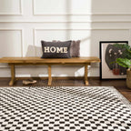 Leryn Black & Ivory Checkered Area Rug