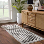 Leryn Black & Ivory Checkered Area Rug