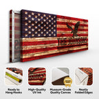 Rustic American Flag Personalized Family Name Canvas