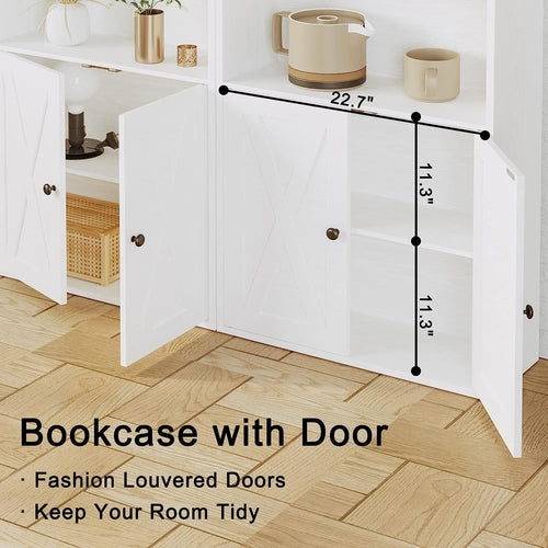6-Tier Industrial Bookcase with Storage Doors