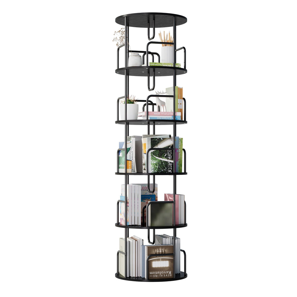 5-Tier 360° Rotating Bookcase & Storage Tower