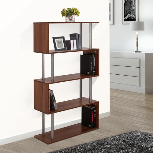 4-Tier S-Shaped Bookcase & Display Shelf