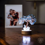 Aquamarine & Clear Quartz Angel Tree Lamp