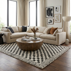 Leryn Black & Ivory Checkered Area Rug