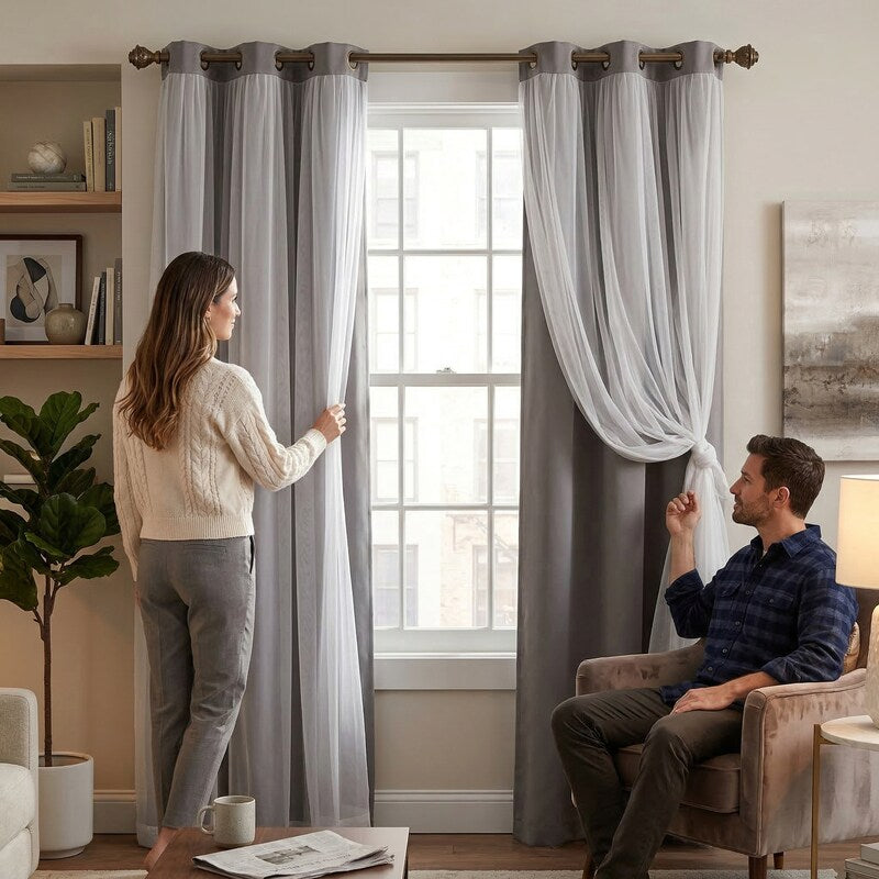 Layered Sheer & Blackout Curtain Set