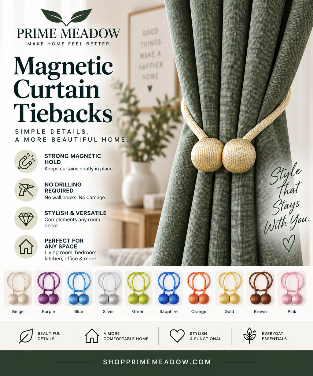 Magnetic Curtain Tiebacks
