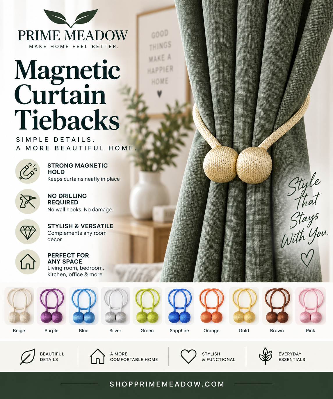 Magnetic Curtain Tiebacks