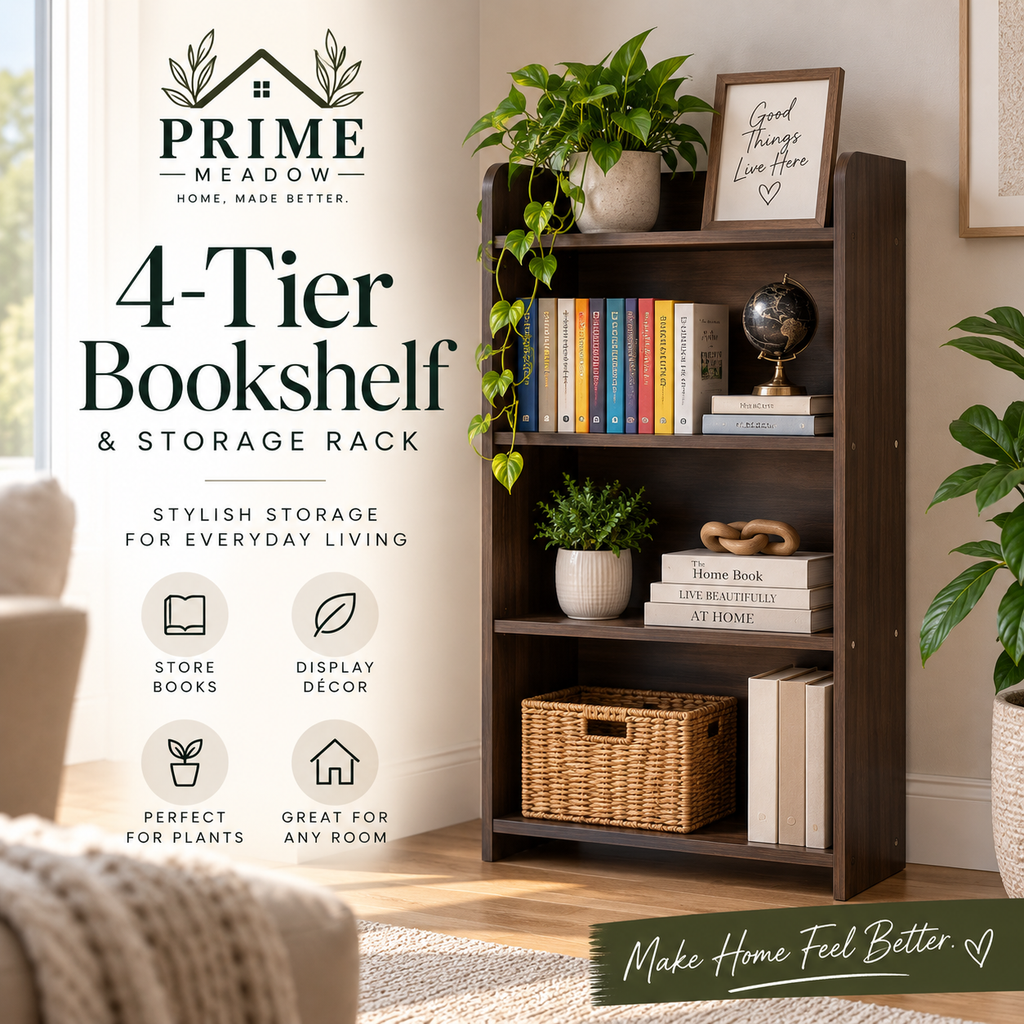 4-Tier Multipurpose Bookshelf & Storage Rack