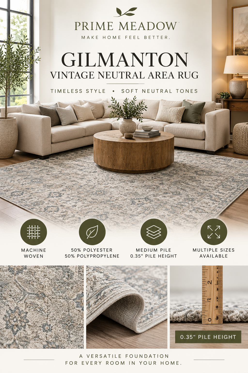 Gilmanton Vintage Neutral Area Rug