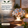 Aquamarine & Clear Quartz Angel Tree Lamp