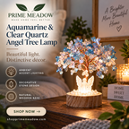 Aquamarine & Clear Quartz Angel Tree Lamp