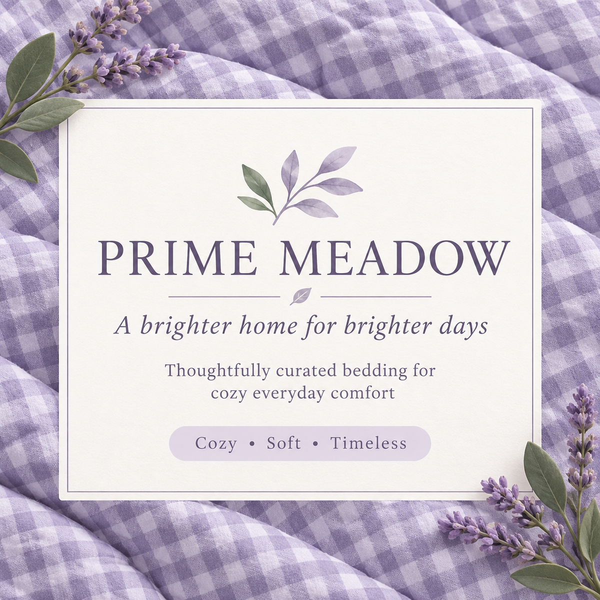 Purple Gingham Quilt Set