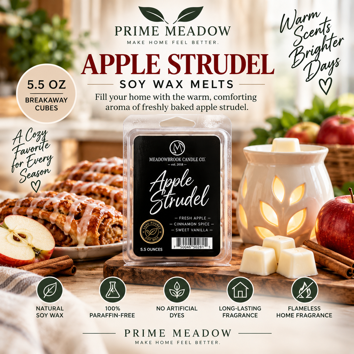 Apple Strudel Soy Wax Melts – 5.5 oz