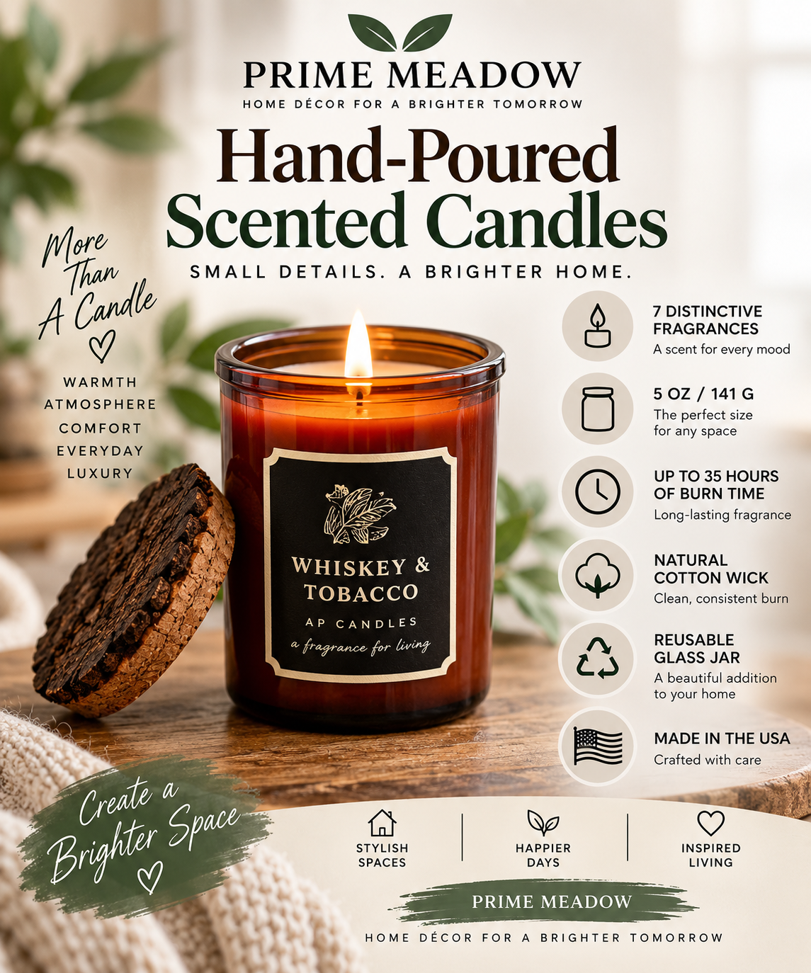 Hand-Poured Scented Candles – 7 Fragrances