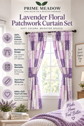 Lavender Floral Patchwork Curtain Set