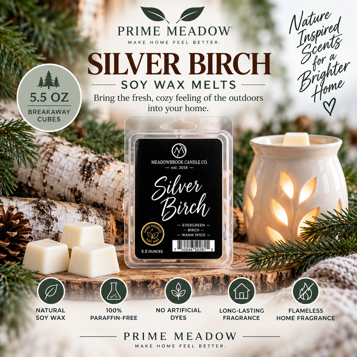 Silver Birch Soy Wax Melts – 5.5 oz