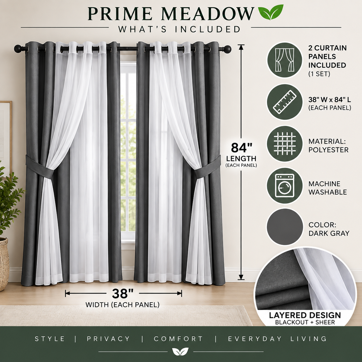 Layered Sheer & Blackout Curtain Set