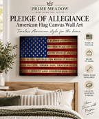 Pledge of Allegiance American Flag Canvas Wall Art