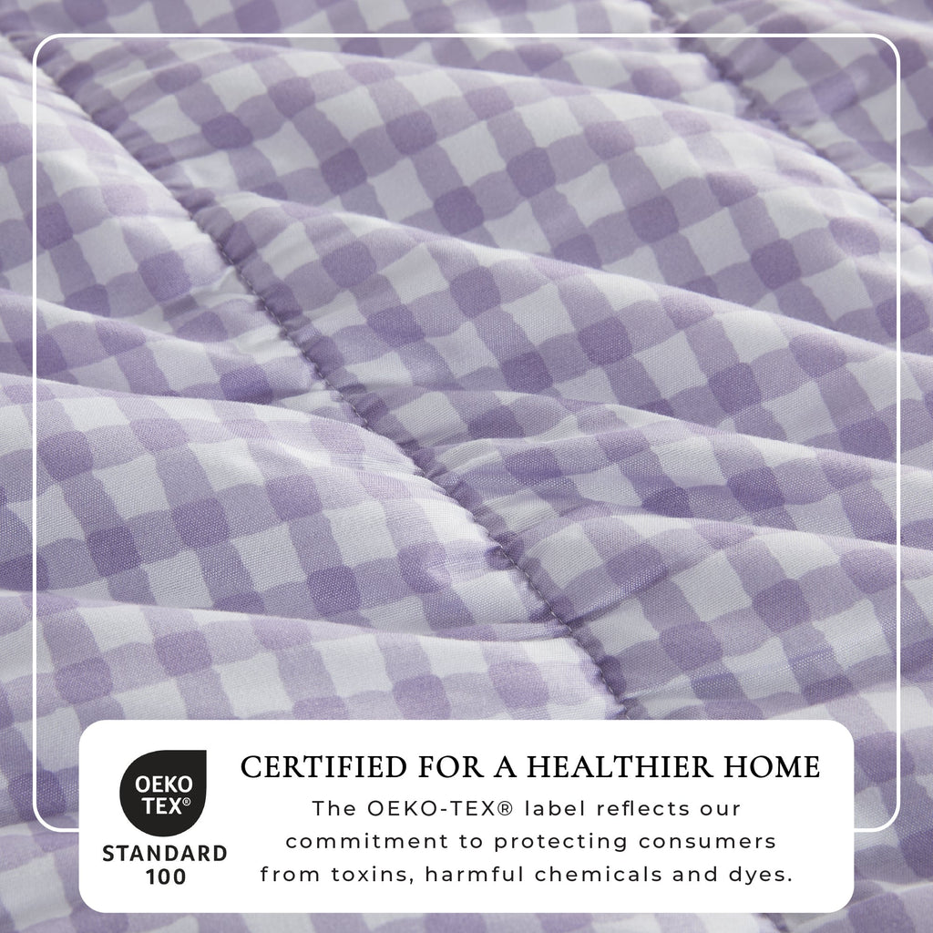 Purple Gingham Quilt Set