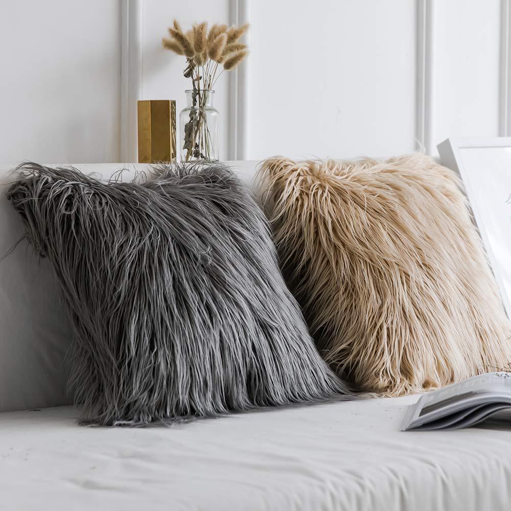 Plush Faux Fur Decorative Pillow Cover