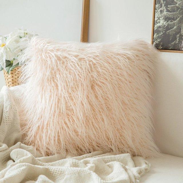 Plush Faux Fur Decorative Pillow Cover