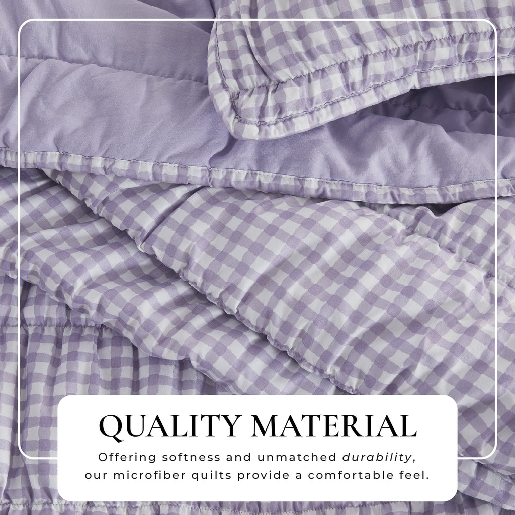 Purple Gingham Quilt Set