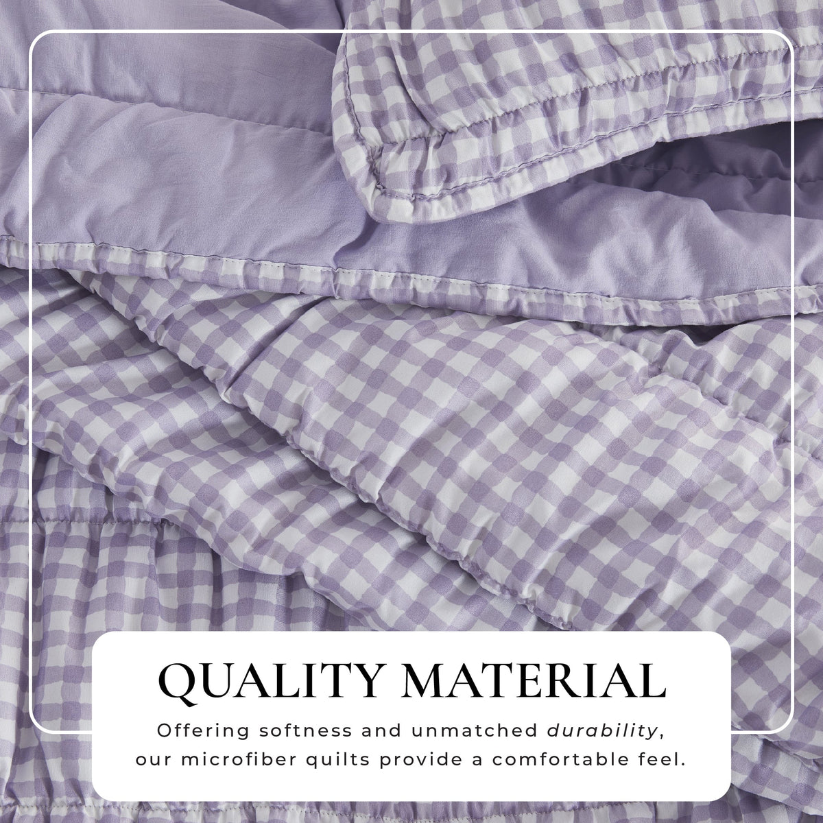 Purple Gingham Quilt Set